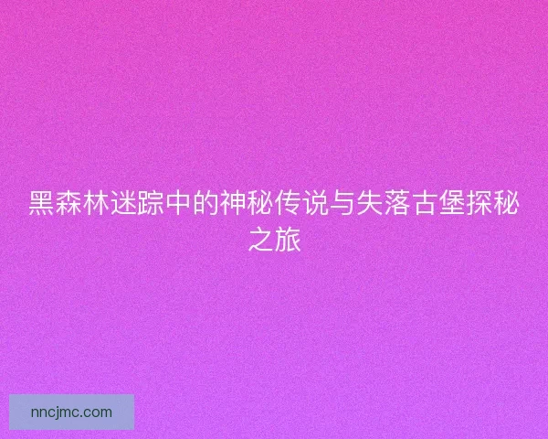 黑森林迷踪中的神秘传说与失落古堡探秘之旅