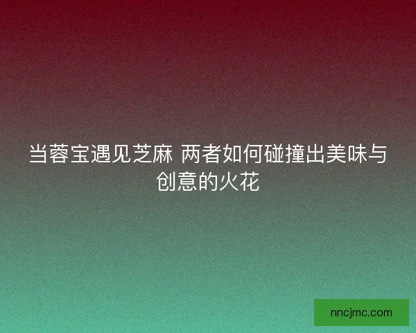 当蓉宝遇见芝麻 两者如何碰撞出美味与创意的火花