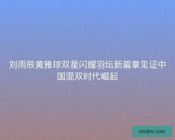 刘雨辰黄雅琼双星闪耀羽坛新篇章见证中国混双时代崛起